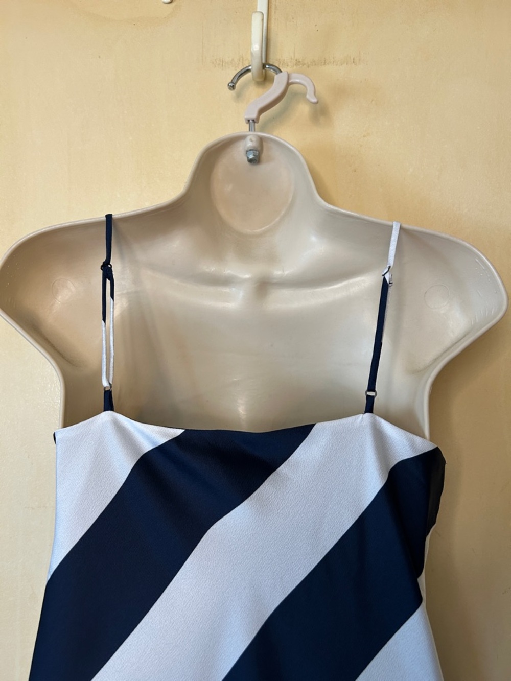 Banana Republic Navy and White Diagonal Stripe Slip Dress with Faux Wrap size 0 - Picture 8 of 11